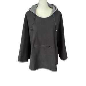 Wic tec black and gray hooded cape women's one size fits most zippered pocket